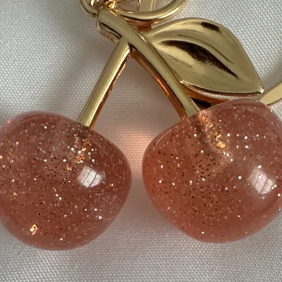 Gold and Pink Cherry NWT Sparkling Bag Charm - Picture 2 of 3